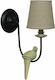 GloboStar Bird Vintage Wall Lamp with Socket E14 Black Width 16cm