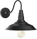 GloboStar Industrial Industrial Wall Lamp with E27 Lamp Bulb Base Black 26x32cm