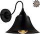 GloboStar Industrial Vintage Wall Lamp with Socket E27 Black Width 30cm