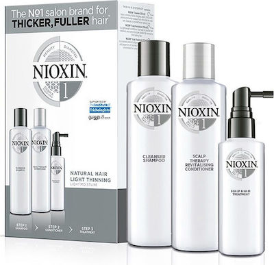 Nioxin Unisex Hair Care Set System 1 Trial Kit with Shampoo 3pcs