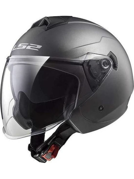 LS2 OF573 Twister Jet Helmet with Sun Visor 1150gr Solid Matt Titanium