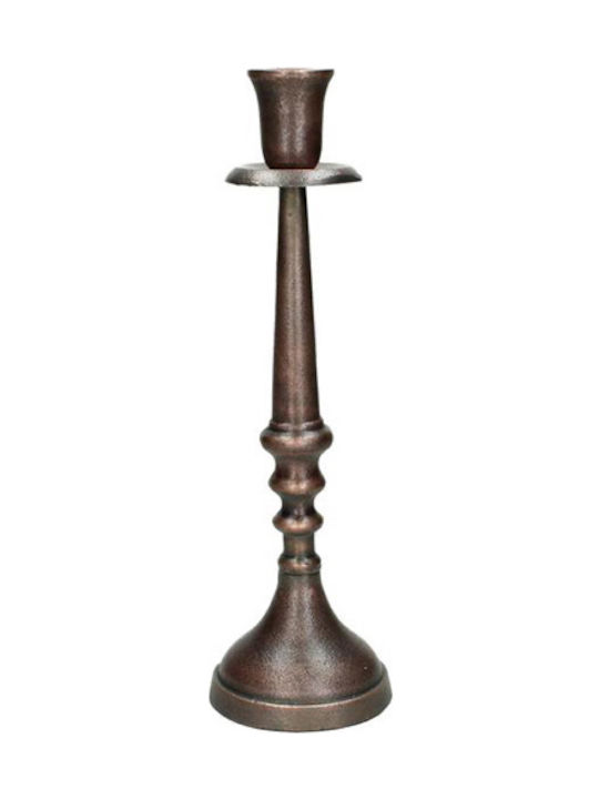 Zaros Candle Holder Aluminum Αλουμινένιο in Brown Color 9.5x9.5x32.5cm 1pcs