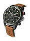 Curren Watch Chronograph Battery with Brown Leather Strap