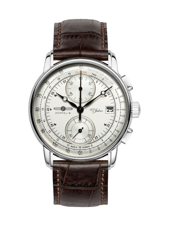 Zeppelin 100 Years Men's Watch 42mm Chronograph Battery with Brown Leather Strap