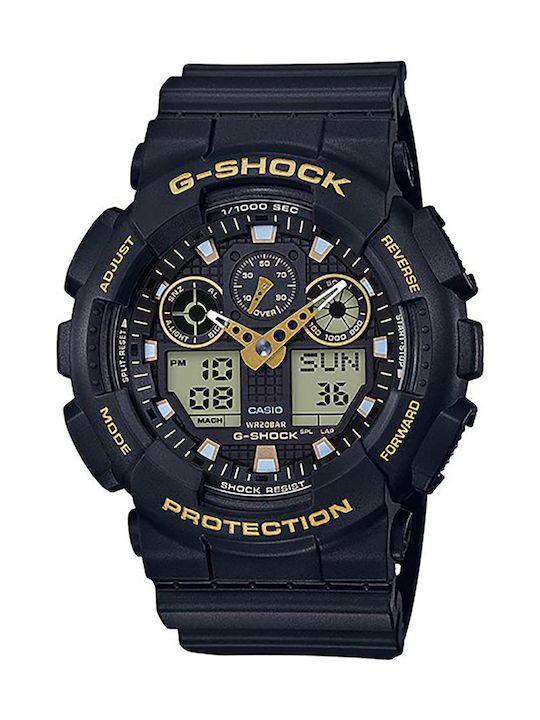 Casio G-Shock Ρολόι Χρονογράφος Μπαταρίας με Καουτσούκ Λουράκι σε Μαύρο χρώμα