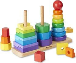 Melissa & Doug Baby Toy Geometric Stacker Toddler Toy made of Wood for 24++ Months