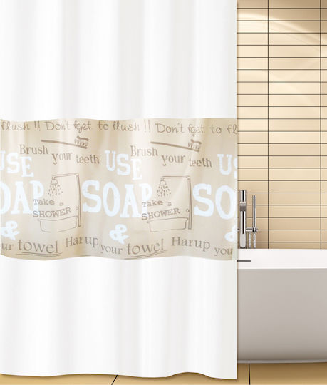 San Lorentzo Soap Κουρτίνα Μπάνιου Υφασμάτινη 180x200 cm Μπεζ