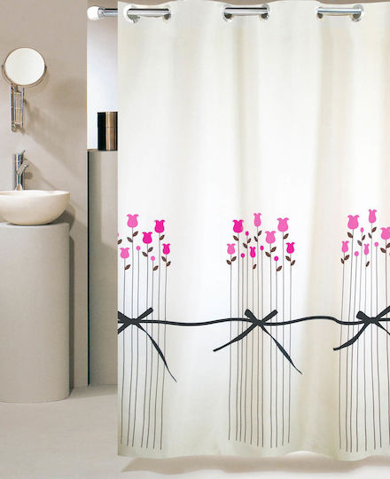 San Lorentzo Bouquet Fabric Shower Grommet Curtain 180x180cm White 1958