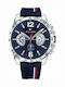 Tommy Hilfiger Decker Men's Watch 46mm Chronograph Battery with Blue Rubber Strap