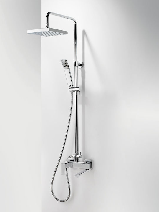 La Torre Profili Plus Adjustable Shower Column with Mixer 83-144cm Silver