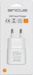 Ancus Φορτιστής Χωρίς Καλώδιο με Θύρα USB-A Λευκός (54723)