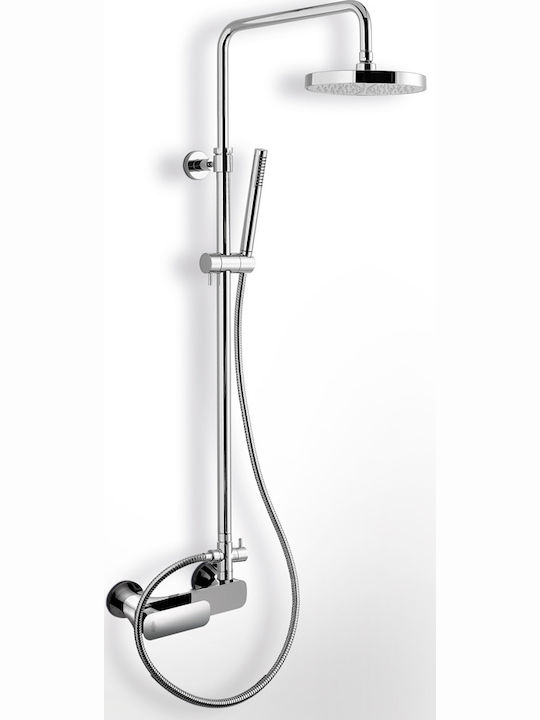La Torre Laghi Adjustable Shower Column with Mixer 83-144cm Silver