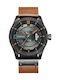 Curren Watch Battery with Leather Strap Black / Brown