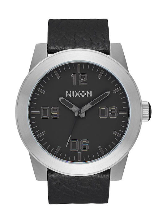 Nixon Corporal Ανδρικό Ρολόι 38mm Μπαταρίας με Μαύρο Δερμάτινο Λουράκι