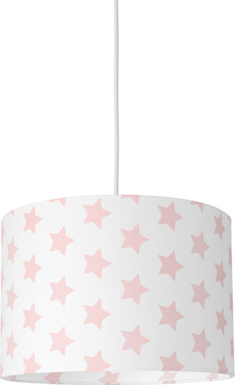 Veis Kids Fabric Single Ceiling Light E27 Hesperis Big Stars Pink 60W
