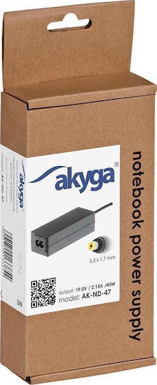 Akyga Φορτιστής Laptop 40W 19V 2.15A για Acer χωρίς Καλώδιο Τροφοδοσίας