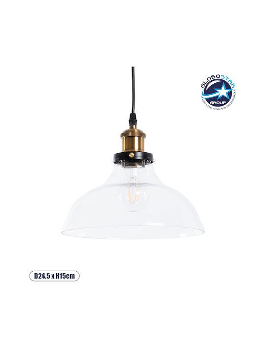 GloboStar Hatty Pendant Light Transparent Bell with Socket E27 24.5x22cm