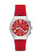 Swatch Rouge De Bienne Ρολόι Χρονογράφος με Κόκκινο Καουτσούκ Λουράκι