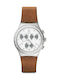 Swatch Botillon Watch Chronograph Battery with Brown Leather Strap