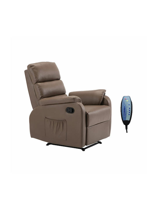 Comfort Πολυθρόνα Relax Massage με Υποπόδιο από Δερματίνη Cappuccino 74x90x98cm