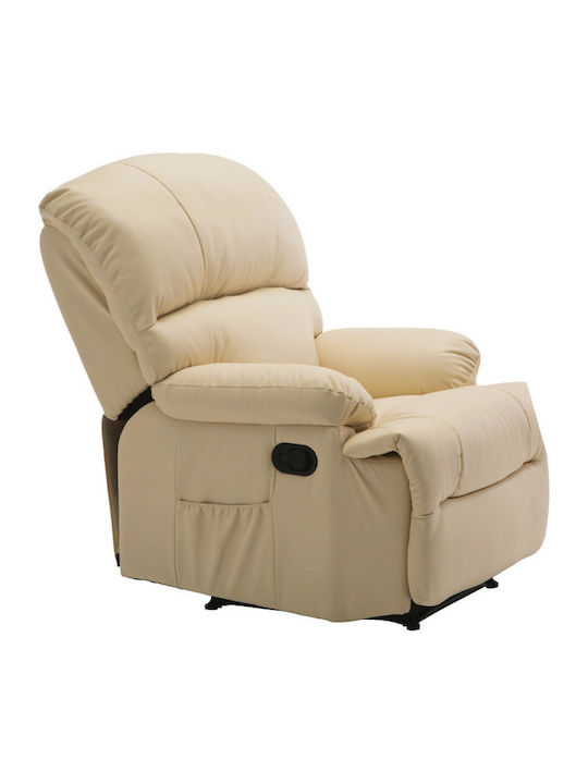 Space Πολυθρόνα Relax Massage από Δερματίνη σε Μπεζ Χρώμα 88x93x102cm