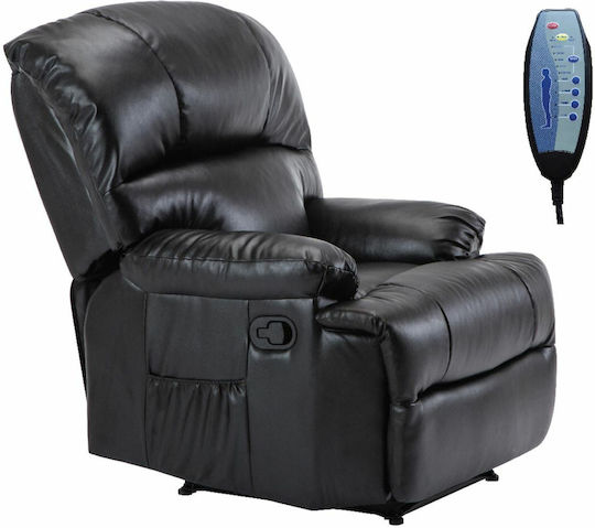Space Relax Armchair Massage with Footstool in Black Artificial Leather E9731,2 88x93x102cm