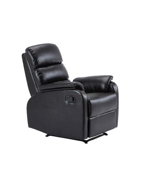 Comfort Πολυθρόνα Relax με Υποπόδιο από Δερματίνη Μαύρη 79x97x101cm