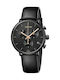 Calvin Klein Uhr Chronograph Batterie mit Schwarz Lederarmband