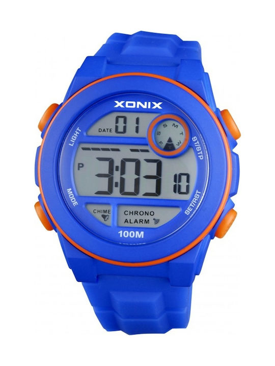 Xonix Digital Uhr Chronograph Batterie mit Blau Kautschukarmband IJ-004