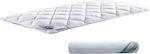 Woodwell Double Quilted Mattress Cover with Elastic Straps White 150x200cm