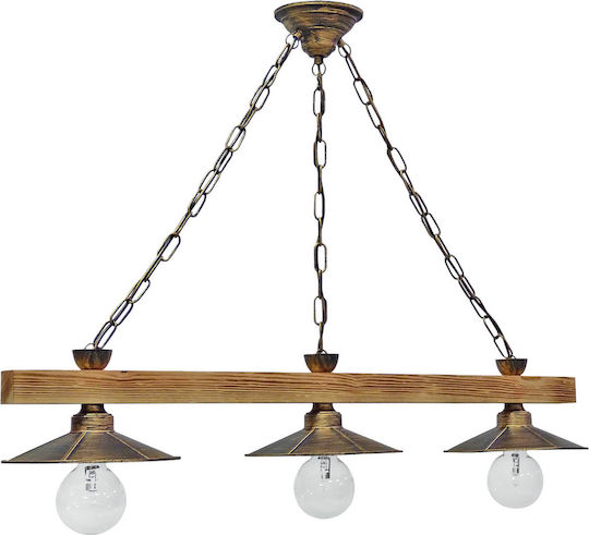 Heronia UT-150RAGA 3L Κρεμαστό Φωτιστικό Μπρούτζινο 100x24εκ.