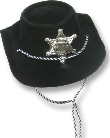 Sheriff Hat Plastic-Suede Carnival Hat Black made of Plastic 1pcs