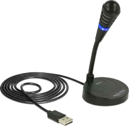 DeLock USB Microphone with base and Touch-Mute Button Microphone USB Desktop, Gooseneck