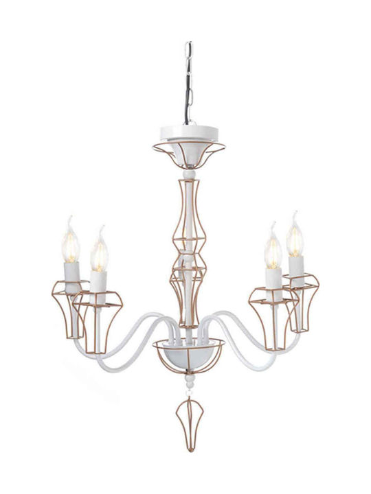 Aca Chandelier Candlestick 5xE14 White 53cm EG168205PW