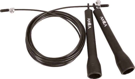 AMILA Wire / PVC Adjustable Jump Rope with Ball Bearings Black Speed Rope 3m