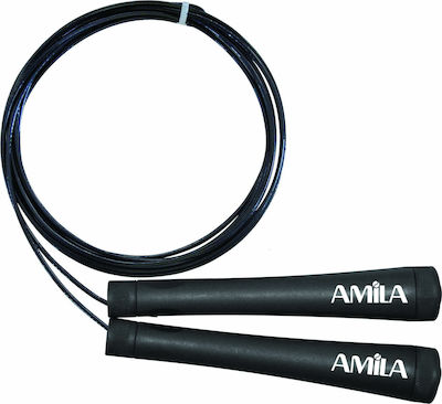 Amila Wire / PVC Adjustable Jump Rope with Ball Bearings Black 3m