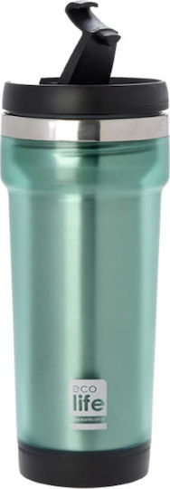 Ecolife Internal Recyclable Glass Thermos Stainless Steel BPA Free 420ml Green