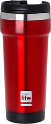 Ecolife Glass Thermos Stainless Steel BPA Free Red 420ml