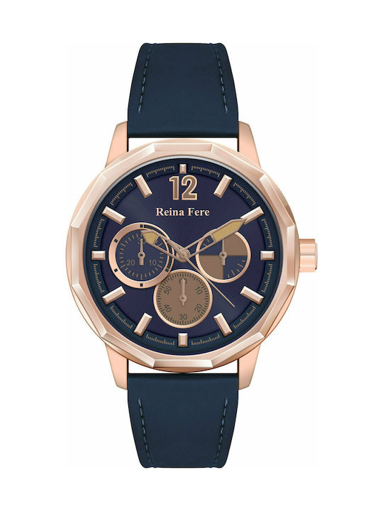 Reina Fere Amphitrite Watch with Blue Leather Strap