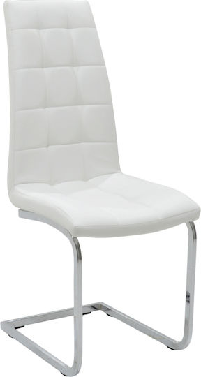 Darrell Dining Room Artificial Leather Chair White / Chrome 41x54x107cm 2pcs