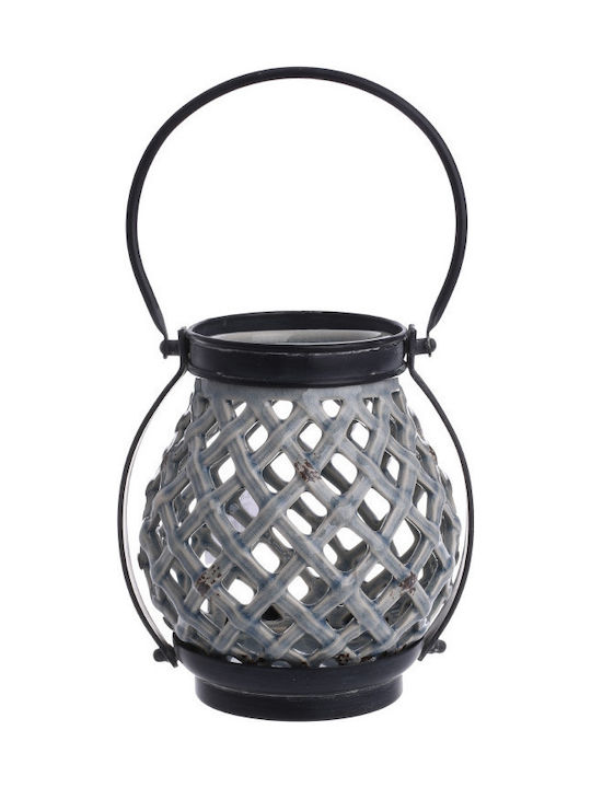 Inart Tabletop Ceramic Lantern Gray 15x15x19cm