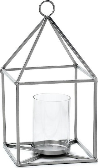 Espiel Häuschen Laterne Metallisch Silber 15x15x29cm 1Stück
