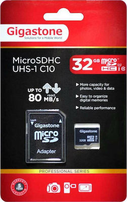 Gigastone Professional microSDHC 32GB Clasa 10 U1 UHS-I cu adaptor