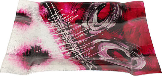 Keskor Glass Decorative Platter Roza Red 41x29x3.5cm