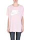 Nike Essential HBR Plus T Shirt Women's Athletic Blouse Short Sleeve Pink