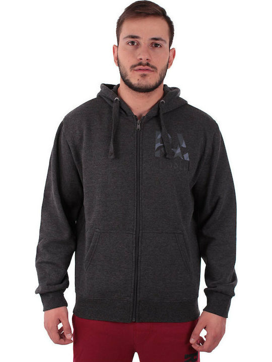 Russell Athletic Herren Sweatshirt Jacke mit Kapuze und Taschen Schwarz