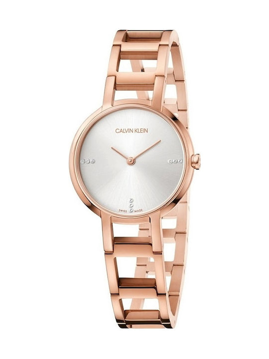 Calvin Klein Women's Watch Chronograph Battery with Pink Gold Stainless Steel Bracelet