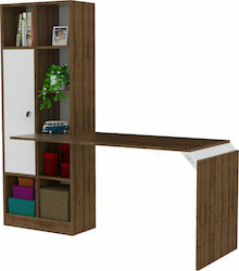 Wooden Opus Home Office Desk with Bookshelf L140xW60xH169cm