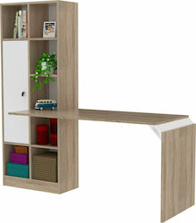 Wooden Opus Home Office Desk with Bookshelf White / Sonoma L180xW60xH170cm