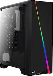 Aerocool Cylon Jocuri Turnul Midi Cutie de calculator cu fereastră laterală și iluminare RGB Negru